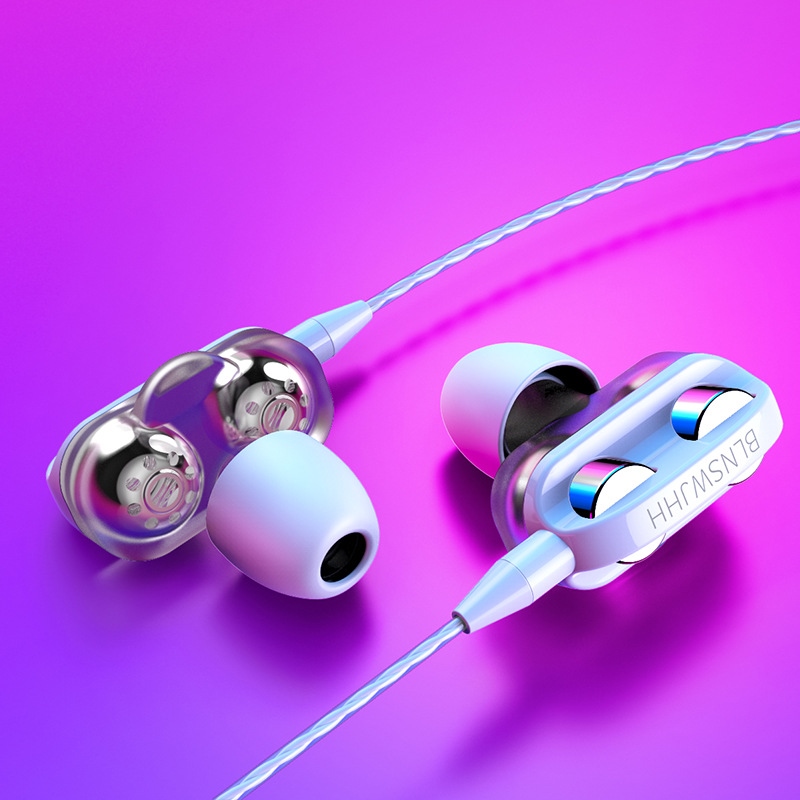 【Ready】
 New Dual Drive Deep Bass 6D Stereo Wired Earphone In Ear Sport Headset With