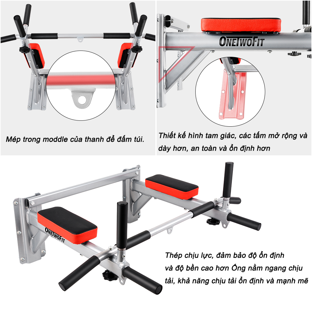 OneTwoFit Thanh xà đơn trong nhà Thanh ngang tại nhà Thiết bị tập thể dục Kệ bao cát - OT066RN xà đơn treo tường