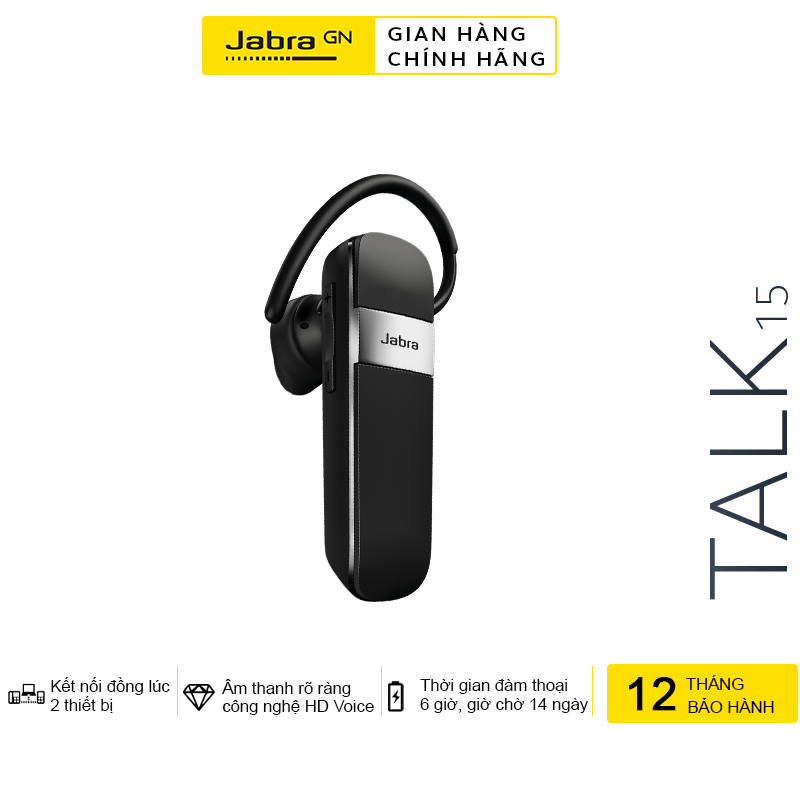 Tai Nghe Bluetooth Jabra Talk 15 SE Đàm Thoại Nghe Nhạc HD Voice