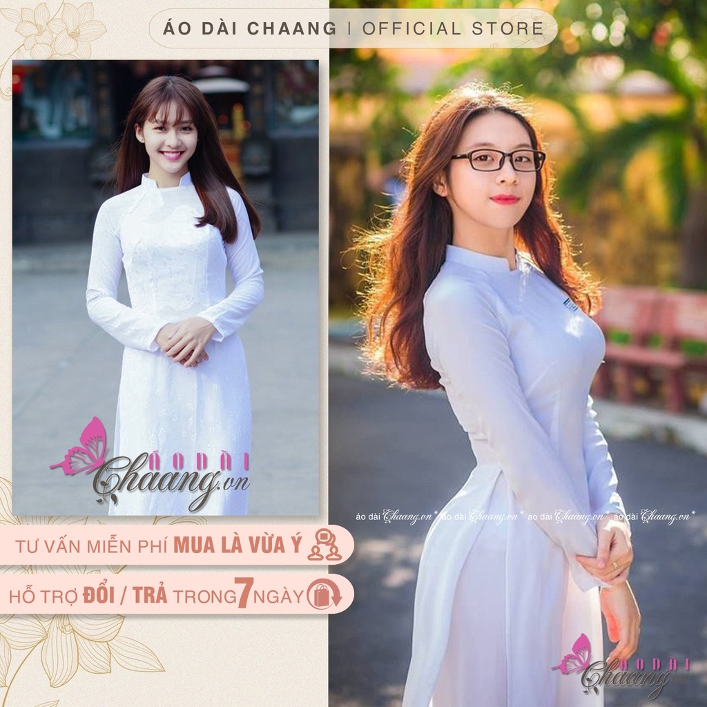 ❈ Áo Dài Trắng Học Sinh Đi Học Cổ Vuông Hở Đẹp Truyền Thống Vải Lụa Cao Cấp | Lazada.Vn
