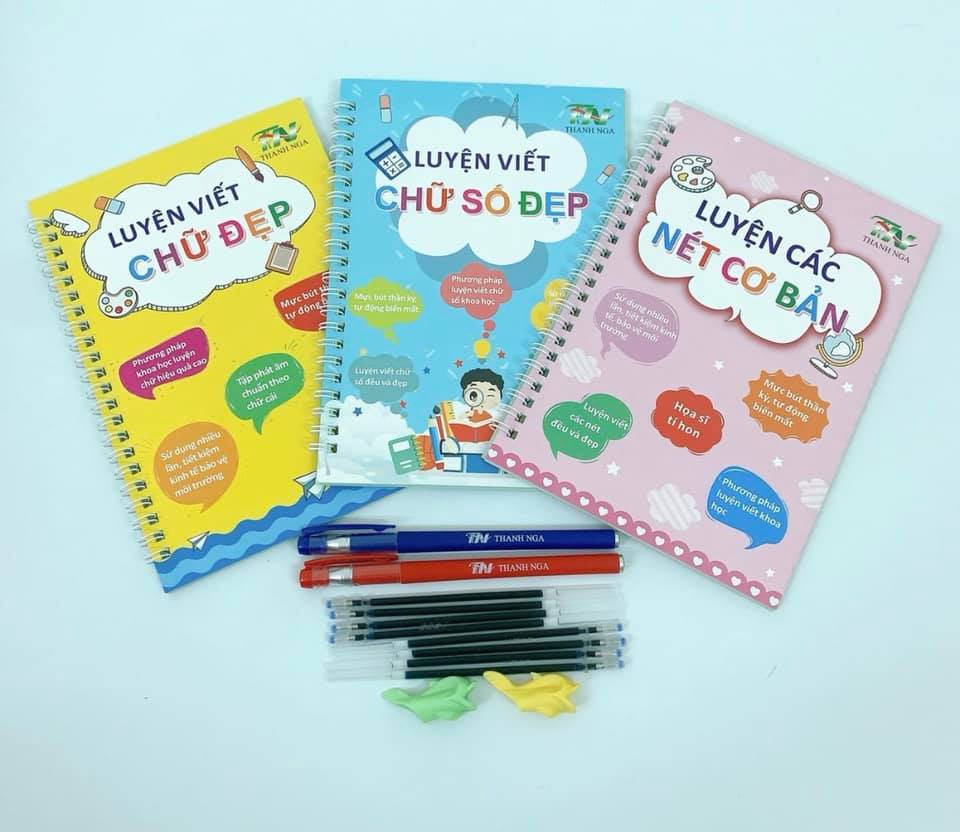 Set 3 cuốn sách tập viết Tiếng Việt cho bé, tập tô màu tự xóa ...