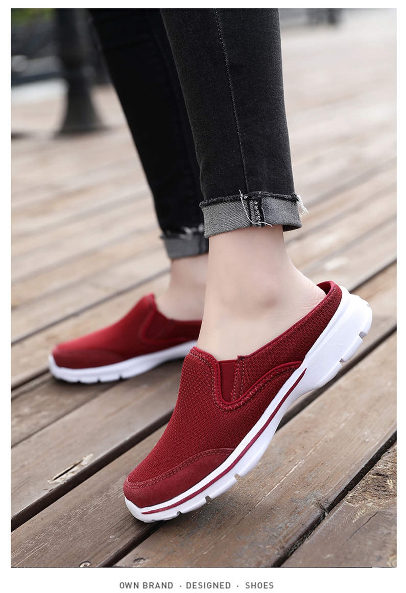Fashion Shoes Women 39 s 2021 Mesh Slip on Half Slippers Flat Big Size Female Sneakers Women Comfort Casual Shoes Fly Weaving H7 20