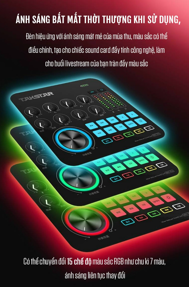 Sound card Takstar MX1 Pro Thu Âm Livestream Chuyên Nghiệp Hỗ Trợ Bluetooth 8 Hiệu