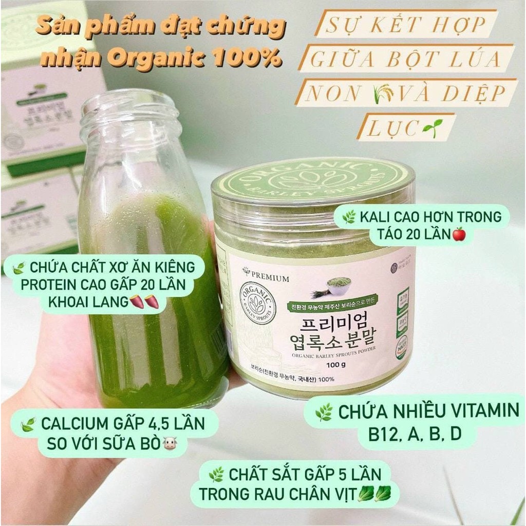 BỘT DIỆP LỤC HÀN QUỐC ORGANIC BARLEY SPROUTS POWDER 100gr