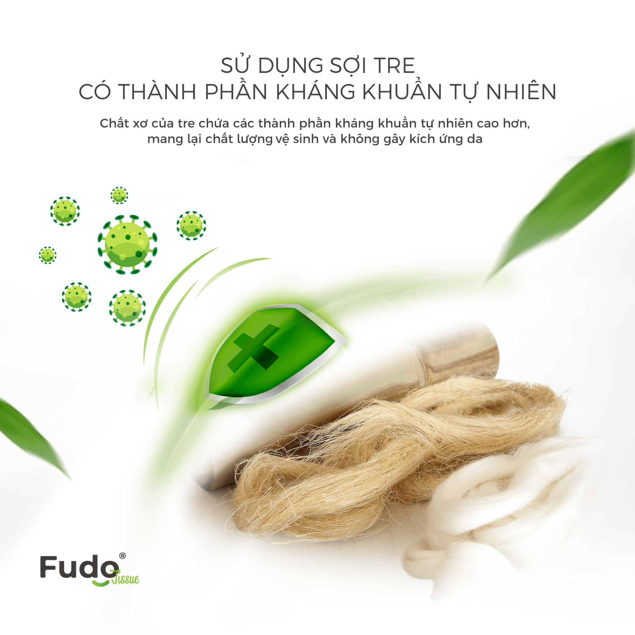 Khăn giấy tre Fudo - Combo (4 gói giấy rút + 10 cuộn không lõi) - Giấy vệ sinh Fudo: 100% bột tre, không tạo mùi, không tẩy trắng