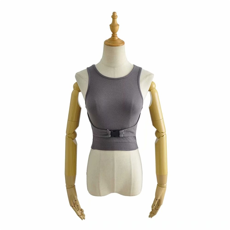 Bag buckles design feeling small sexy brief paragraph coat streets of Europe and the United States ins show thin summer wind tight sleeveless vest 15