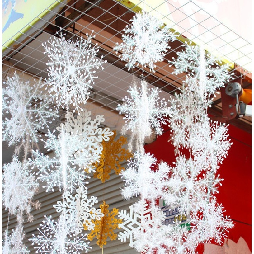 YF】 30/60/90pcs Christmas Snowflake Ornament Xmas Tree Decoration ...