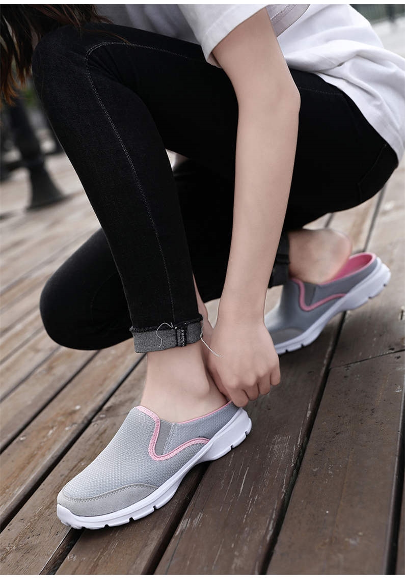 Fashion Shoes Women 39 s 2021 Mesh Slip on Half Slippers Flat Big Size Female Sneakers Women Comfort Casual Shoes Fly Weaving H7 15