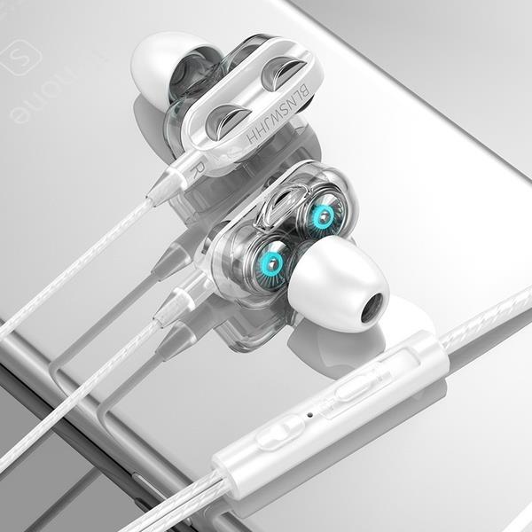 【Ready】
 New Dual Drive Deep Bass 6D Stereo Wired Earphone In Ear Sport Headset With