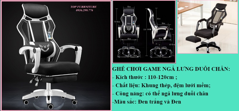 Hàng Hot RE0575 - Ghế chơi game ngả lưng duỗi chân CM909 - Ghế cho game thủ - Ghế văn phòng 1